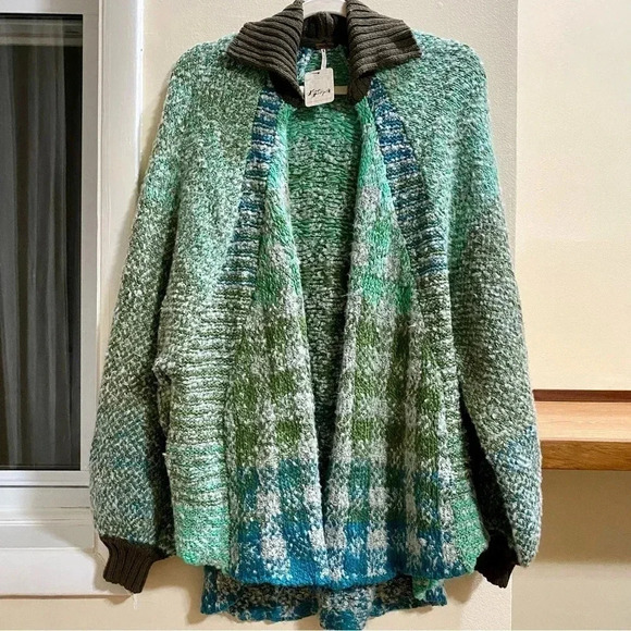 New Free People Time After Time Cardigan Sweater Jacket in Green Jade Medium - Picture 1 of 17